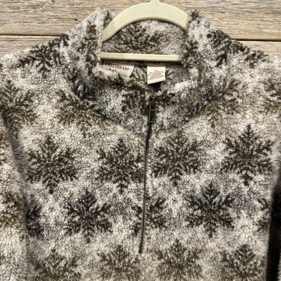 Crossroads Women's Multicolor Snowflake 1/4 Zip Pullover Sherpa Sweatshirt USA - Picture 2 of 8